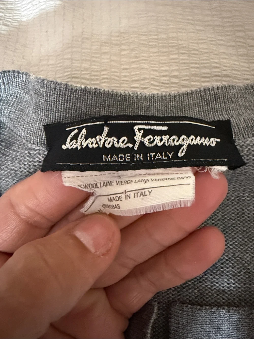 Salvatore Ferragamo vintage wool Gray Sweater with Gold Hardware
